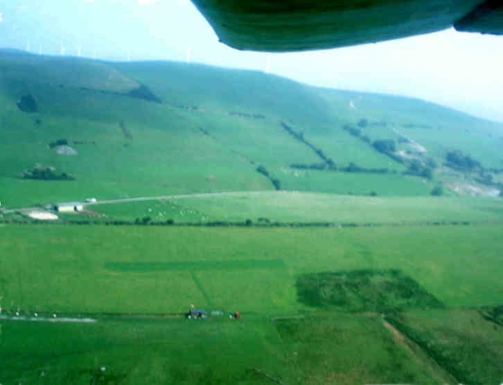The Aberystwyth flying field looking towards the wind farm